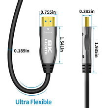 Load image into Gallery viewer, 8K Fiber HDMI Cable 30ft, DELONG HDMI 2.1 Fiber Optic Cable Support 8K@60Hz, 4K@120Hz, 48Gbps, eARC Compatible with PS5, Xbox,RTX 3080 3090, Roku,8K TV Black
