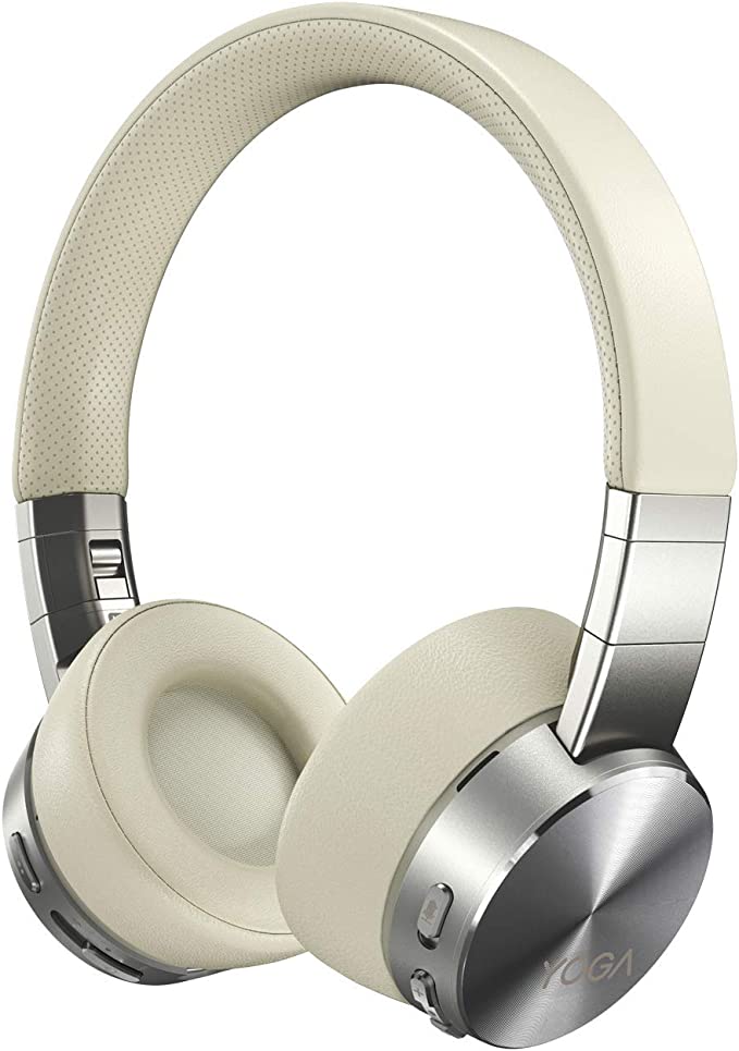 Lenovo Yoga Active Noise Cancellation Headphones, Wireless On-Ear Headphones, Bluetooth 5.0, 14Hrs Playtime, Microphone, Fold-Flat, Memory Foam Earpads, Carry Case, Win/Mac/Android, GXD0U47643, Mica