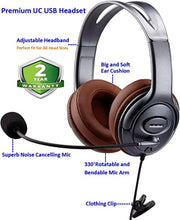 Load image into Gallery viewer, USB Headset with Microphone Noise Cancelling and Volume Controls, Computer PC Headphone with Voice Recognition Mic for Dragon Teams Zoom Skype Softphones Conference Calls Online Course Gaming and More
