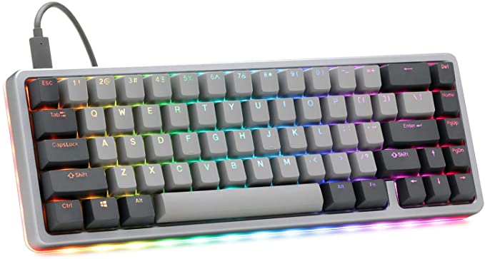 Drop ALT High-Profile Mechanical Keyboard — 65% (67 Key) Gaming Keyboard, Hot-Swap Switches, Programmable Macros, RGB LED Backlighting, USB-C, Doubleshot PBT, Aluminum Frame (Halo True, Gray)