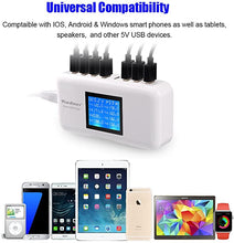Load image into Gallery viewer, Multiple USB Charger, 60W/12A 8-Port Desktop Charger Charging Station Multi Port Travel Fast Wall Charger Hub with LCD for Smart Phones, Tablet and More (White)
