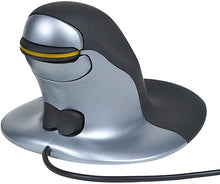 Load image into Gallery viewer, Posturite Penguin Ambidextrous Wired Ergonomic Mouse | USB, Alleviates RSI, Easy-Glide, Vertical Design, PC Computer &amp; Apple Mac Compatible (Black/Silver, Size: Small)
