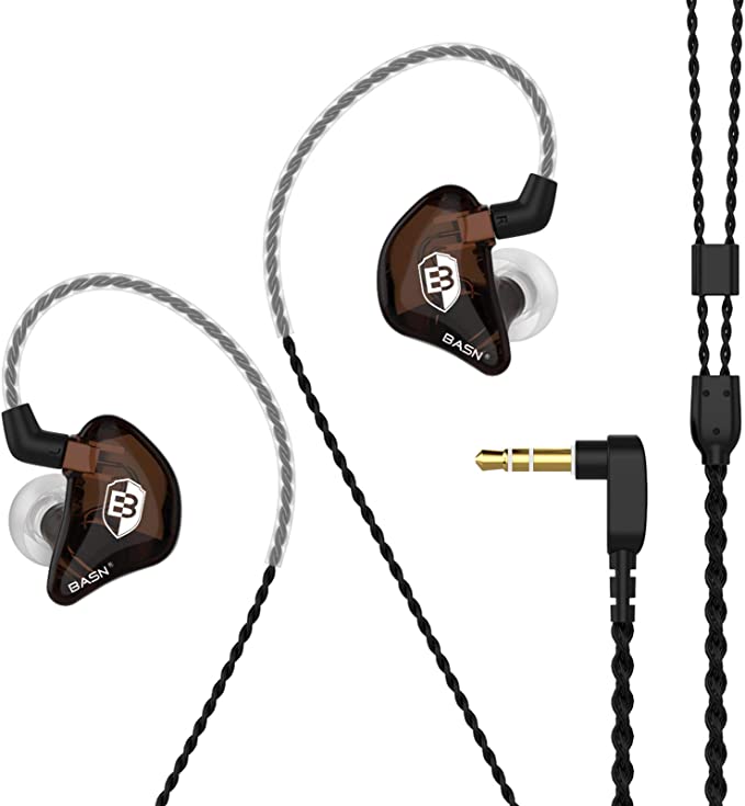 BASN Bsinger BC100 in Ear Monitor Headphones Universal Fit Noise Isolating IEM Earphones for Musicians Singers Studio Audiophiles (Brown)