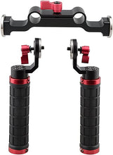 Load image into Gallery viewer, CAMVATE 15mm Rod &amp; Soft Rubber Grip Shoulder Mount Rig with Rosette Standard Accessory for DSLR(Red,M6 Thread,31.8 mm)

