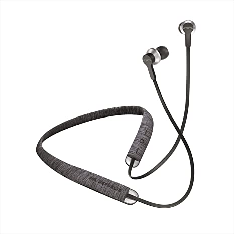 SOL REPUBLIC Shadow Fusion Bluetooth Earbuds, Black 10-Hour Playtime Comfortable Knit Tech Fiber Collar Magnetic Connection Earbuds Flexible Compact Storage Convenient Carrying Case