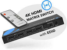 Load image into Gallery viewer, 4K HDMI Matrix Switch 2 X 2 by Orei Switcher 18G UltraHD Supports Upto 4K @ 60Hz &amp; 1080P IR EDID HDCP 2.- Remote Control (UHDS-202)
