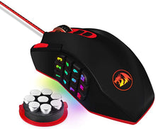 Load image into Gallery viewer, Redragon M901 Wired Gaming Mouse MMO RGB LED Backlit Mice 12400 DPI Perdition with 18 Programmable Buttons Weight Tuning for Windows PC Gaming (Black)
