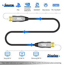 Load image into Gallery viewer, 8K Fiber HDMI Cable 30ft, DELONG HDMI 2.1 Fiber Optic Cable Support 8K@60Hz, 4K@120Hz, 48Gbps, eARC Compatible with PS5, Xbox,RTX 3080 3090, Roku,8K TV Black
