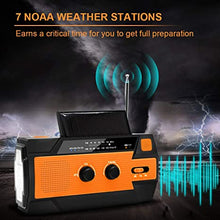 Load image into Gallery viewer, NPET Emergency Solar Hand Crank Radio,4000mAh AM/FM/NOAA Portable Weather Radio for Hurricane Season,with 1W LED Flashlight,Cell Phone Charger,Motion Sensor Reading Lamp
