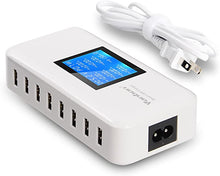 Load image into Gallery viewer, Multiple USB Charger, 60W/12A 8-Port Desktop Charger Charging Station Multi Port Travel Fast Wall Charger Hub with LCD for Smart Phones, Tablet and More (White)
