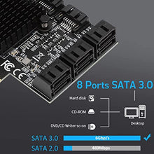 Load image into Gallery viewer, Heayzoki 8 Ports PCI-E to SATA 3.0 Card,PCI Express PCI-e Expansion Card,PCI-E to SATA3.0 Controller Expansion Board,for Windows 7/8/XP/10,with Driver Disc,Semi-High Baffle
