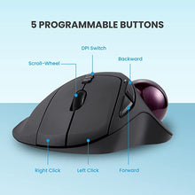 Load image into Gallery viewer, Perixx11568 Perimice-717 Wireless Trackball Mouse, Build-in 1.34 Inch Trackball with Pointing Feature, 5 Programmable Buttons, 2 DPI Level, Black
