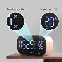 Load image into Gallery viewer, Wireless Bluetooth Speaker Clock,Digital Mirror Radio Alarm Clock USB Charging Port AUX TF Card Play Display for Bedside Bedroom(Gold)
