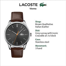 Load image into Gallery viewer, Lacoste Men&#39;s Vienna Stainless Steel Quartz Watch with Leather Calfskin Strap, Brown, 20 (Model: 2011045)
