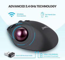 Load image into Gallery viewer, Perixx11568 Perimice-717 Wireless Trackball Mouse, Build-in 1.34 Inch Trackball with Pointing Feature, 5 Programmable Buttons, 2 DPI Level, Black
