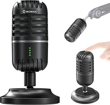 Load image into Gallery viewer, USB Microphone, Moman EMP Desktop Condenser PC Microphones for Steaming Podcast Mic Recording Gaming Zoom Meeting YouTube ASMR Online Conference Course, USB-Podcast-Streaming-Computer-Microphone
