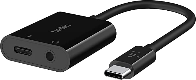 Belkin Rockstar 3.5mm Audio + USB-C Charge Adapter, USB-C Audio Adapter Compatible with iPad Pro 12.9, 11, Galaxy, Pixel, OnePlus and More