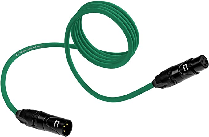 Balanced XLR Cable Male to Female - 75 Feet Green - Pro 3-Pin Microphone Connector for Powered Speakers, Audio Interface or Mixer for Live Performance & Recording