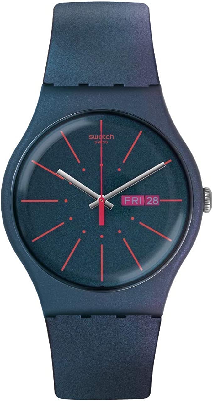 Swatch 1607 Archi-Mix Quartz Silicone Strap, Blue, 19 Casual Watch (Model: SUON708)