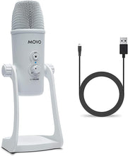 Load image into Gallery viewer, Movo UM700W White Desktop USB Microphone for Computer - Studio Mic with 4 Pickup Patterns - USB Gaming Microphone for PC, Mac, and Android - Best Microphone for Podcast Recording and Streaming Setup
