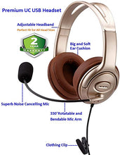 Load image into Gallery viewer, USB Headset with Microphone Noise Cancelling and Volume Controls, Computer PC Headset with Voice Recognition Mic for Dragon Skype Teams Zoom Softphones Conference Calls Online Education Gaming etc
