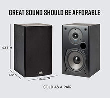 Load image into Gallery viewer, Polk Audio T15 100 Watt Home Theater Bookshelf Speakers – Hi-Res Audio with Deep Bass Response | Dolby and DTS Surround | Wall-Mountable| Pair, Black
