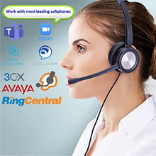 Load image into Gallery viewer, MKJ USB Headset with Microphone Noise Cancelling Laptop Headset for Conference Calls Computer PC Headset for UC Softphones Skype Zoom Microsoft Teams Zoiper Ringcentral Cisco Jabber IP Communicator
