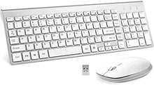 Load image into Gallery viewer, Wireless Keyboard and Mouse - FENIFOX USB Slim 2.4G Wireless Keyboard Mouse Combo Full-Size Ergonomic Compact with Number Pad for Laptop PC Computer Windows mac- Silver White
