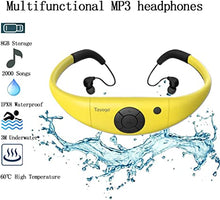 Load image into Gallery viewer, Tayogo 8GB Waterproof MP3 Player, IPX8 Swimming Waterproof Headphones Work for 6-8 Hours Underwater 3 Meters with Shuffle Feature - Yellow
