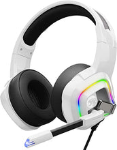 Load image into Gallery viewer, ZIUMIER Z66 White Gaming Headset with Microphone, Wired Over-Ear Headphone for PC PS4 PS5 Xbox One Controller, RGB LED Light, Bass Surround Sound
