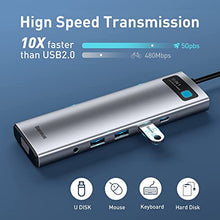 Load image into Gallery viewer, USB C Hub, Baseus 11 in 1 Docking Station USB C Adapter with 2 HDMI, VGA, 3 USB 3.0, TF/SD Reader, Ethernet, 2 in 1 Mic for MacBook Pro, Surface Pro, iPad Pro and Other Type C Devices
