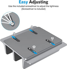 Load image into Gallery viewer, [Updated Dock Version] Vertical Laptop Stand, OMOTON Double Desktop Stand Holder with Adjustable Dock (Up to 17.3 inch), Fits All MacBook/Surface/Samsung/HP/Dell/Chrome Book (Grey)
