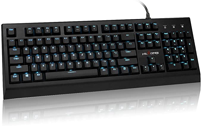 Velocifire VM01 Mechanical Keyboard 104-Key Full Size with Brown Switches LED Illuminated Backlit Anti-ghosting Keys for Copywriter, Gamer and Programmer
