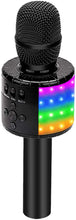 Load image into Gallery viewer, BONAOK Wireless Bluetooth Karaoke Microphone with Controllable LED Lights, Portable Handheld Karaoke Speaker Machine Birthday Home Party for All Smartphone(Q78 Black)
