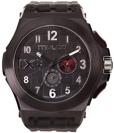 Mulco Blacksteel Swiss Multifunction Movement Men’s Watch | Premium Analog Display with Black Accents | Black Silicone Watch Band | Water Resistant Stainless Steel