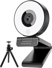 Load image into Gallery viewer, papalook PA552 Webcam Streaming with Ring Light and 2 Mics, Full HD 1080p and Tripod Included
