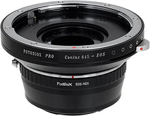 Load image into Gallery viewer, Fotodiox Pro Lens Mount Adapters, Contax 645 (C645) Mount Lenses to to Sony E-Mount Mirrorless Camera Adapter - for Sony Alpha E-mount Camera Bodies (APS-C &amp; Full Frame such as NEX-5, NEX-7, a7, a7II)
