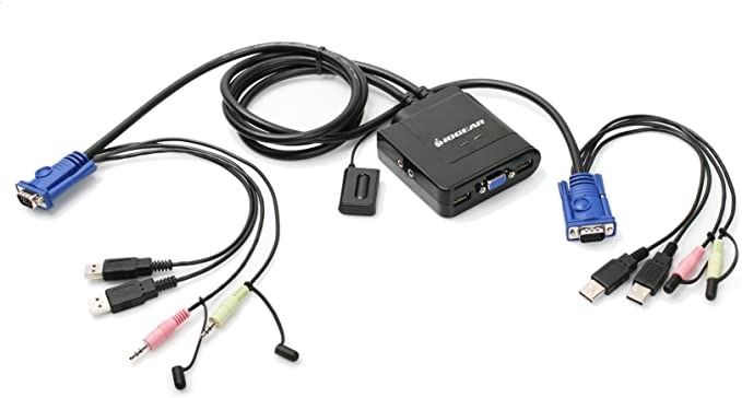 IOGEAR 2 Port USB Cable KVM Switch with Audio and Mic, GCS72U