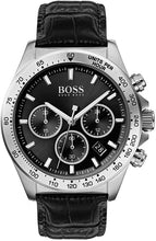 Load image into Gallery viewer, BOSS Black Men&#39;s Stainless Steel Quartz Watch with Leather Strap, Black, 22 (Model: 1513752)
