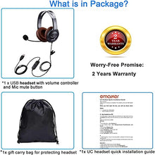 Load image into Gallery viewer, Emaiker Noise Cancelling USB Headphones with Microphone in-Line Controls for Drago Dictation, Over Ear PC Headphones for School Student On-Line Course Office Skype Call Zoom Microsoft Meeting
