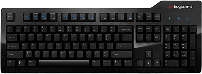 Das Keyboard Model S Wired Mechanical Keyboard, Cherry MX Blue Mechanical Switches, 2-Port USB Hub, Laser Etched Keycaps (104 Keys, Black)