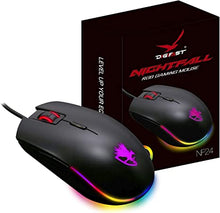 Load image into Gallery viewer, Digifast Nightfall NF24 RGB Backlit Gaming Mouse, Symmetrical Design, 50 Million Click Durability, 8 Programmable Buttons, Dynamic DPI Switching, Customized Color, DPI for Windows PC Gamers (Black)
