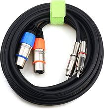 Load image into Gallery viewer, NANYI Dual XLR to 2RCA Microphone HiFi Audio Cables for Amplifier Mixer Microphone Heavy Duty Portable Professional Speaker Cables Wire Adapter Connector -10Feet
