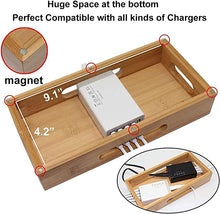 Load image into Gallery viewer, Pezin &amp; Hulin Bamboo Charging Station Holder with 5 Port USB Charger, Watch Stand, 5 x Charge Cable, Wood Docking Stand Electronic Organizer for Multiple Devices, Phones, Tablets, Laptop and More
