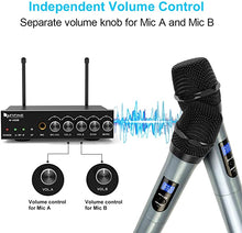 Load image into Gallery viewer, Fifine UHF Dual Channel Wireless Handheld Microphone, Easy-to-use Karaoke Wireless Microphone System-K036
