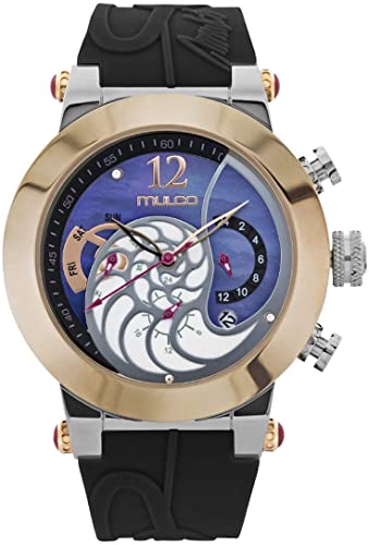 Mulco Wind Mill Quartz Multifunction Movement Women’s Watch | Premium Mother of Pearl Sundial Display with Rose Gold Accents | Silicone Watch Band | Water Resistant Stainless Steel Watch