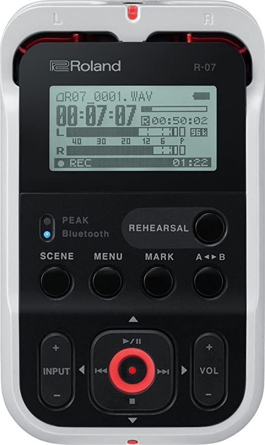 Roland R-07 High-Resolution Handheld Audio Recorder, White