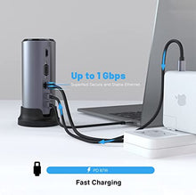 Load image into Gallery viewer, USB C Docking Station, 12 in 1 USB C hub, with Detachable Base, 3 USB 3.0 Ports, 4K HDMI, SD / TF Card Reader, VGA, 1 Gbps Ethernet, PD 87W Fast Charging Port, Compatible with MacBook Pro etc.

