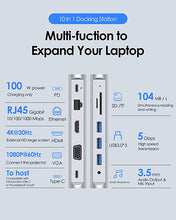 Load image into Gallery viewer, LENTION USB C Docking Station with 100W PD, 4K HDMI, VGA, Gigabit Ethernet, Card Reader, USB 3.0, Aux Adapter for MacBook Pro, New Mac Air/Surface, More, Stable Driver Certified (CB-D55, Silver)
