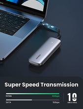Load image into Gallery viewer, UGREEN M.2 NVMe SSD Enclosure Adapter USB C 3.1 Gen 2, 10Gbps NVMe External Enclosure with 4 inch USB C Cable, Supports M-Key &amp; M+B Key and Size 2230/2242/2260/2280 SSDs
